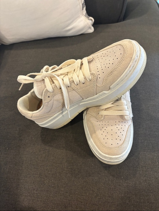 Nike Air Force Shoes - Women's Suede Lace-Up Sneakers in Light Beige